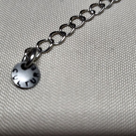 Culture Mix Necklace Wire & Teardrop Pendants Teal Silver Lobster Clasp 20 in - Picture 5 of 9